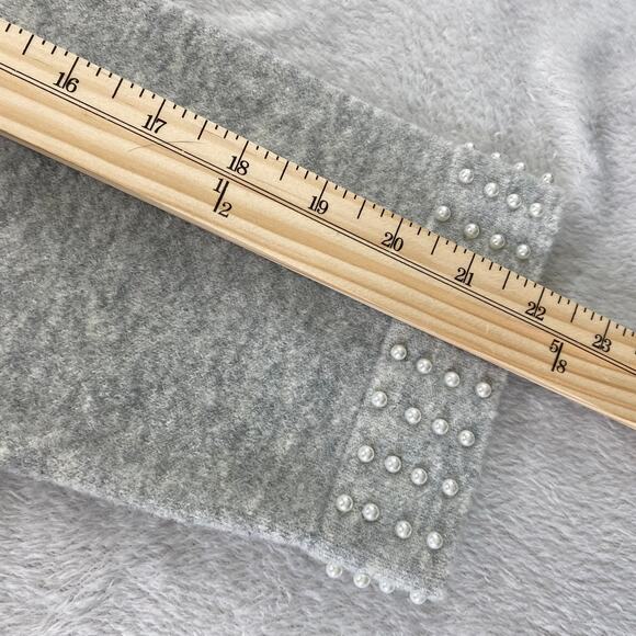 Ann Taylor Pearlized Trim Lady Jacket Cardigan Sweater Women XL Gray Old Money - Picture 10 of 11